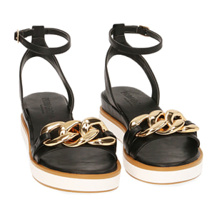 Sandali neri, zeppa 4,5 cm