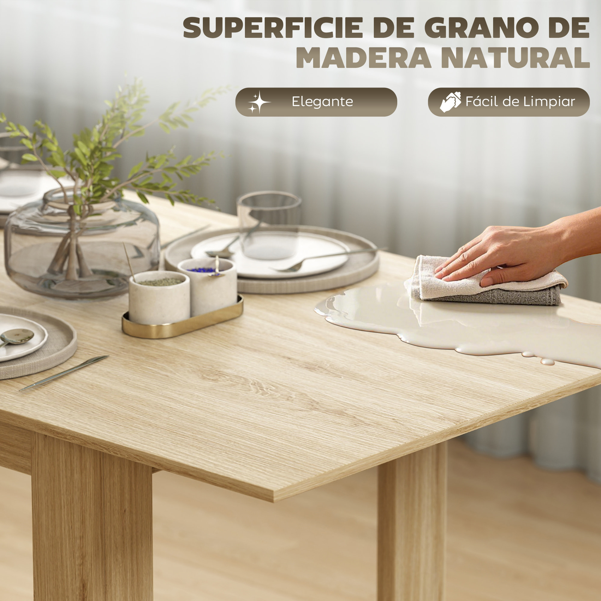 Mesa de Comedor Extensible de 140 a 180 cm Mesa de Cocina Extensible Rectangular para 6-8 Personas para Salón 140-180x90x75 cm Madera Natural