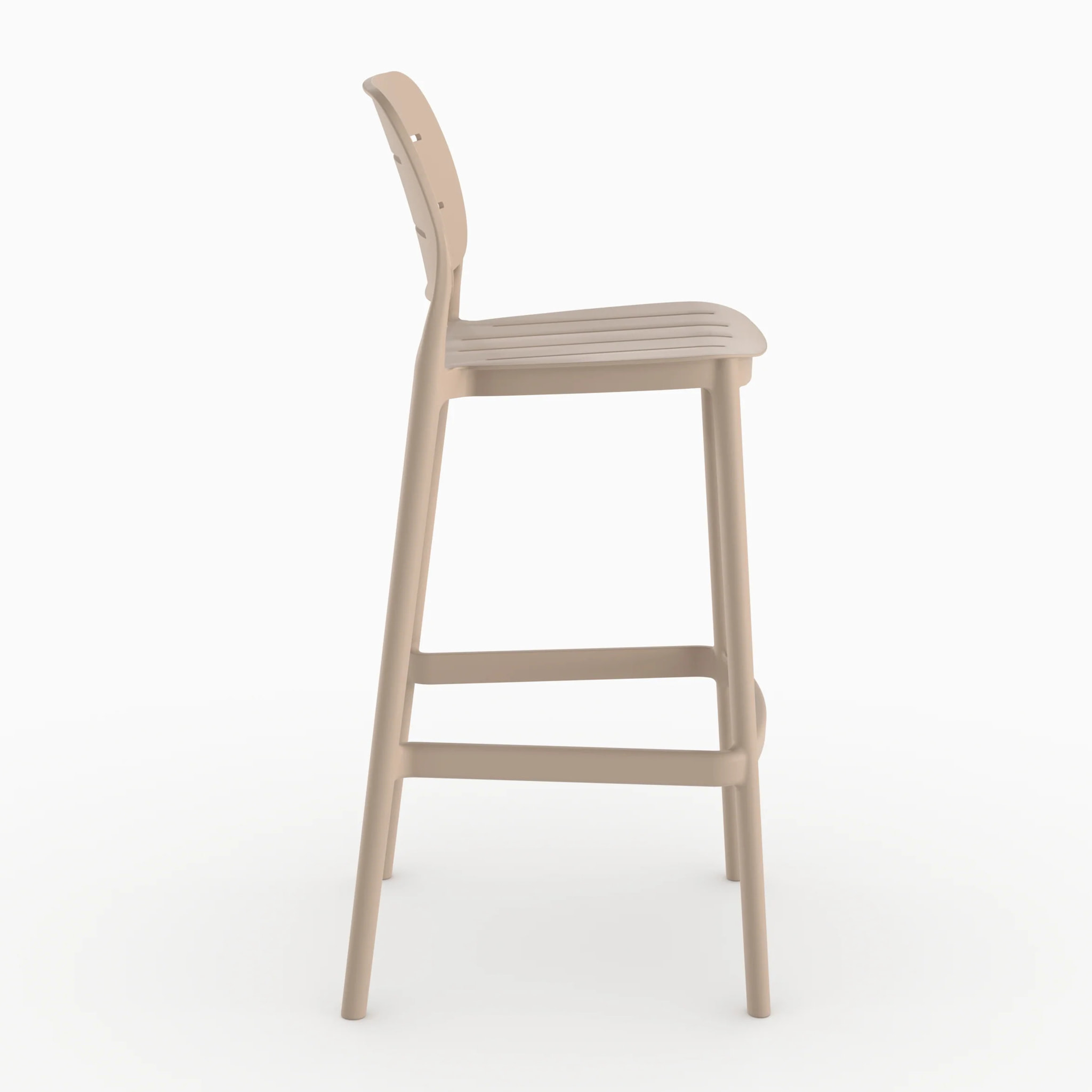 Lot de 2 chaises de bar de jardin 75 cm en plastique beige - Lola