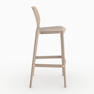 Lot de 2 chaises de bar de jardin 75 cm en plastique beige - Lola