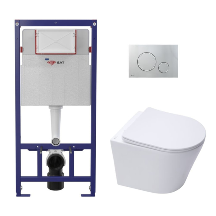 Pack WC bâti ECO 2L Swiss Aqua Technologies + WC suspendu Swiss Aqua Technologies + plaque chrome (STESTINWR05-FR)