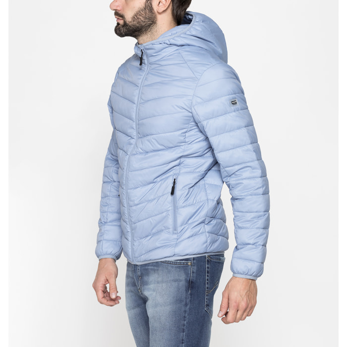 GIUBBINO MANICA LUNGA CON CAPPUCCIO ULTRA LIGHT - TESSUTO ED IMBOTTITURA IN MATERIALE RICICLATO