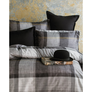 Parure housse de couette 240x220 cm et 2 taies d'oreiller 63x63cm satin de coton imprimé