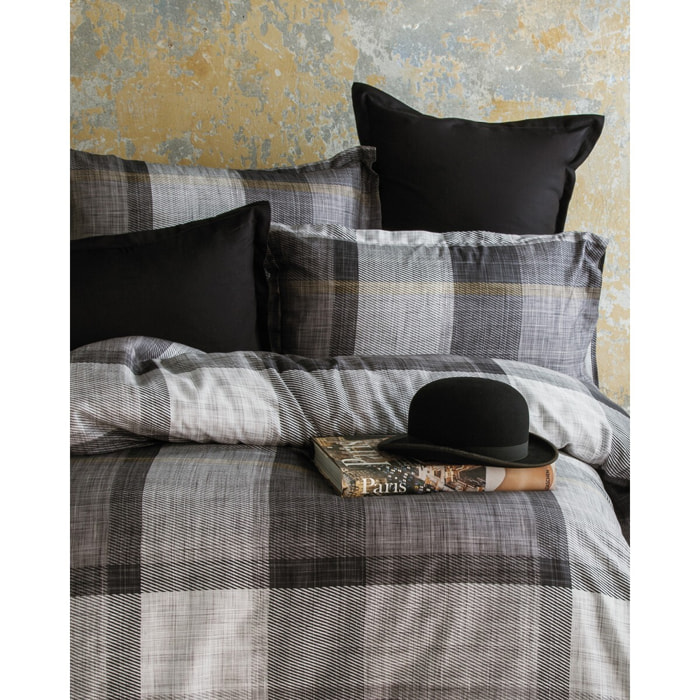 Parure housse de couette 240x220 cm et 2 taies d'oreiller 63x63cm satin de coton imprimé