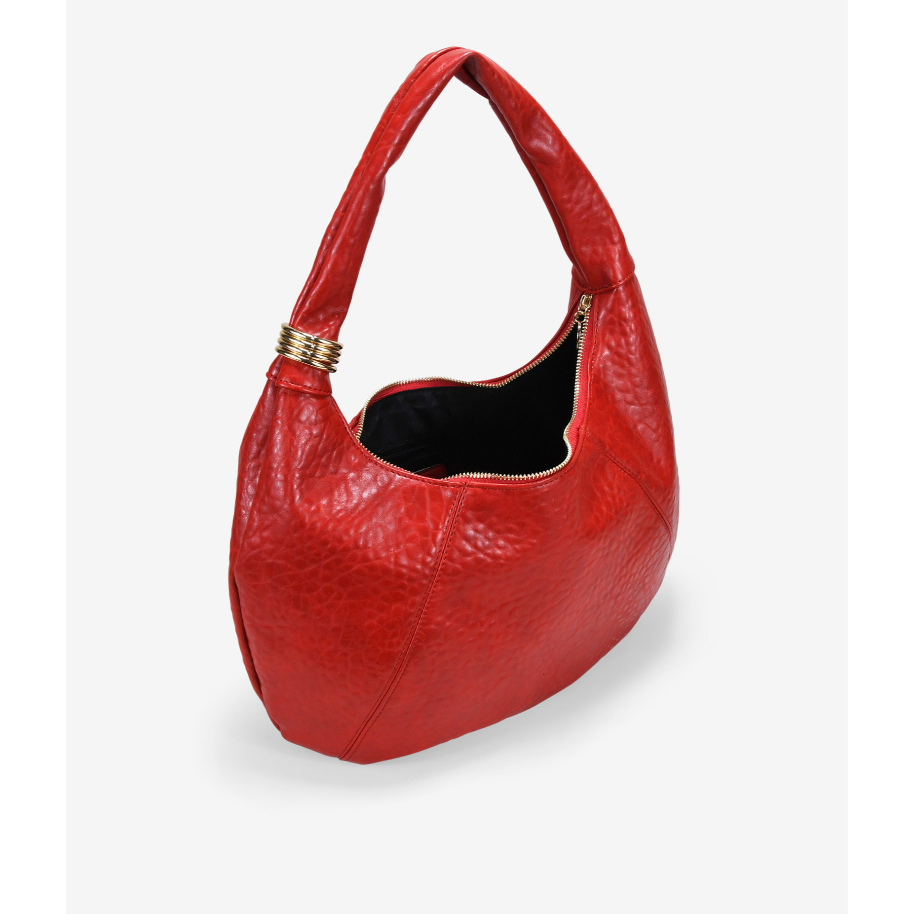 Bolso de hombro rojo con detalle metálico