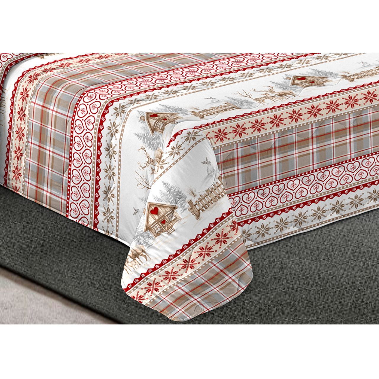 Trapunta Invernale 300gr Made in Italy Piumone Clado Linea Scaldanotti Disegno Tirolese Valgardena Bordeaux