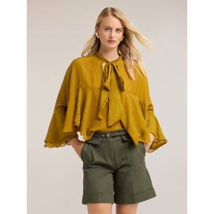 Motivi - Blusa oversize de mezcla de seda - Amarillo