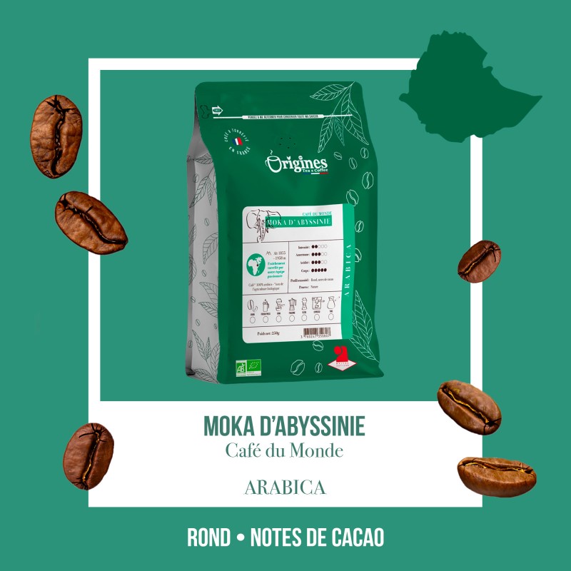 Café Bio - Moka d'Abyssinie - Pur Arabica - Piston 250g