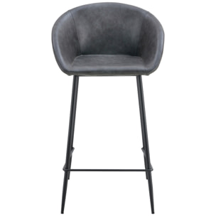 Lot de 2 tabourets de bar en simili gris foncé ACHILLE