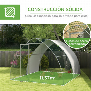 Gallinero para Exterior Gallinero para Gallinas de Acero Galvanizado Cubierta de Tela Oxford Resistente a los Rayos UV e Impermeable para Patio Plata