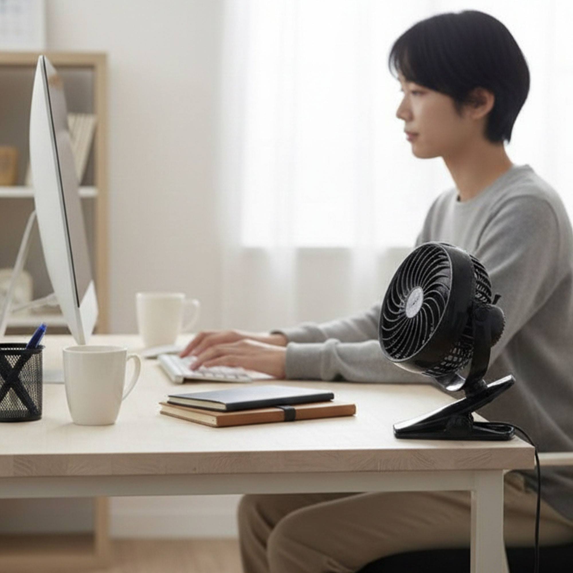 Ventilador con clip, 3 velocidades, batería 1200mAh, negro