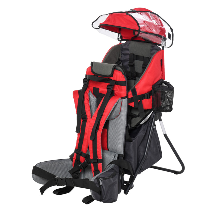 Mochila Portabebés Plegable con Techo Impermeable Bolsas para 6-36 Meses Rojo