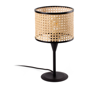 MAMBO S Lampe de table noire/rotin