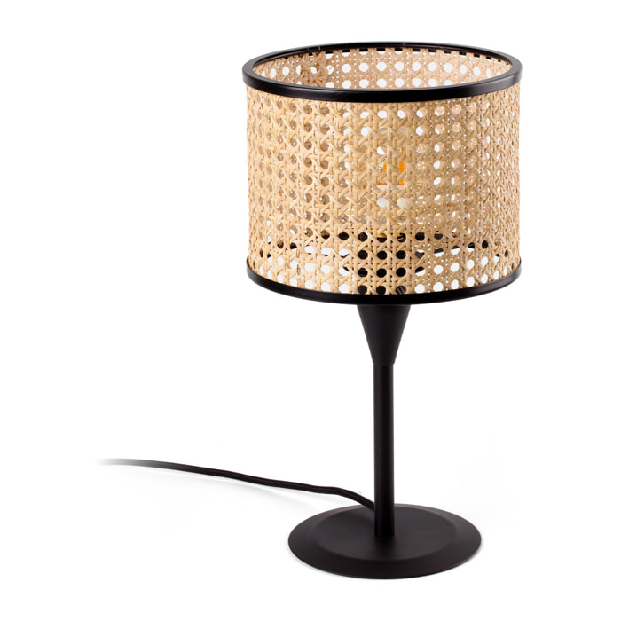 MAMBO S Lampe de table noire/rotin