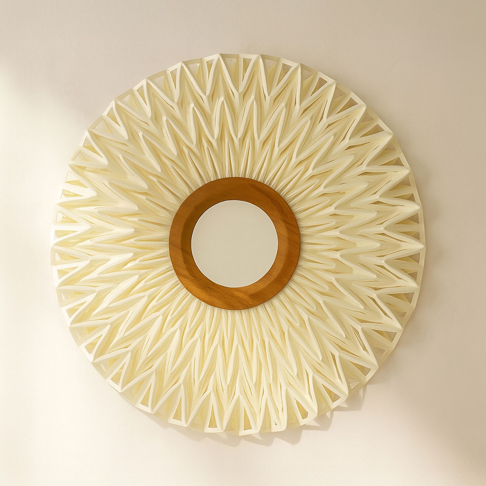 Applique en tissu blanc cassé avec miroir 60cm