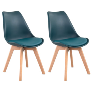 Lot de 2 chaises scandinaves NORA bleues avec coussin