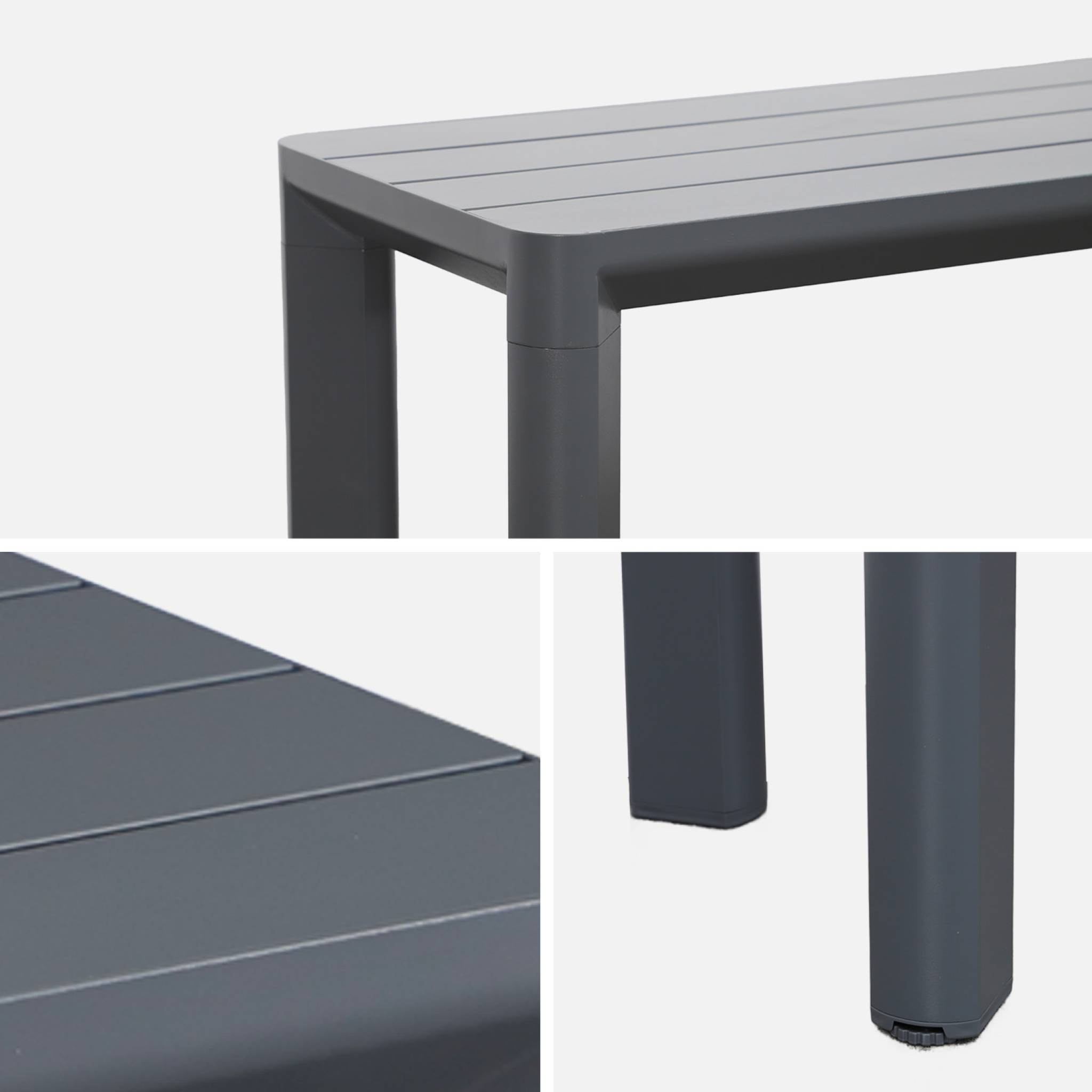 Banc de jardin anthracite MADISON aluminium. 4 places. 200 x 40 x 45 cm