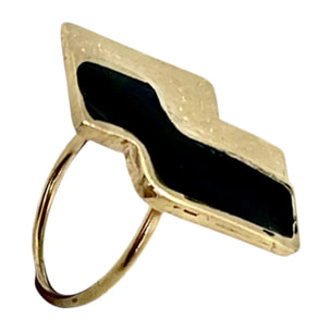 Anillo Escala en dorado con laca negra