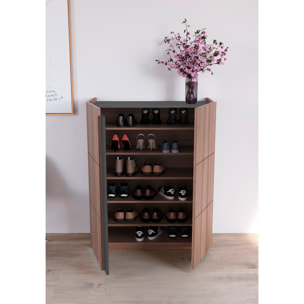 Zapatero Hessa melamina nogal detalle grafito 122x95x35 cm