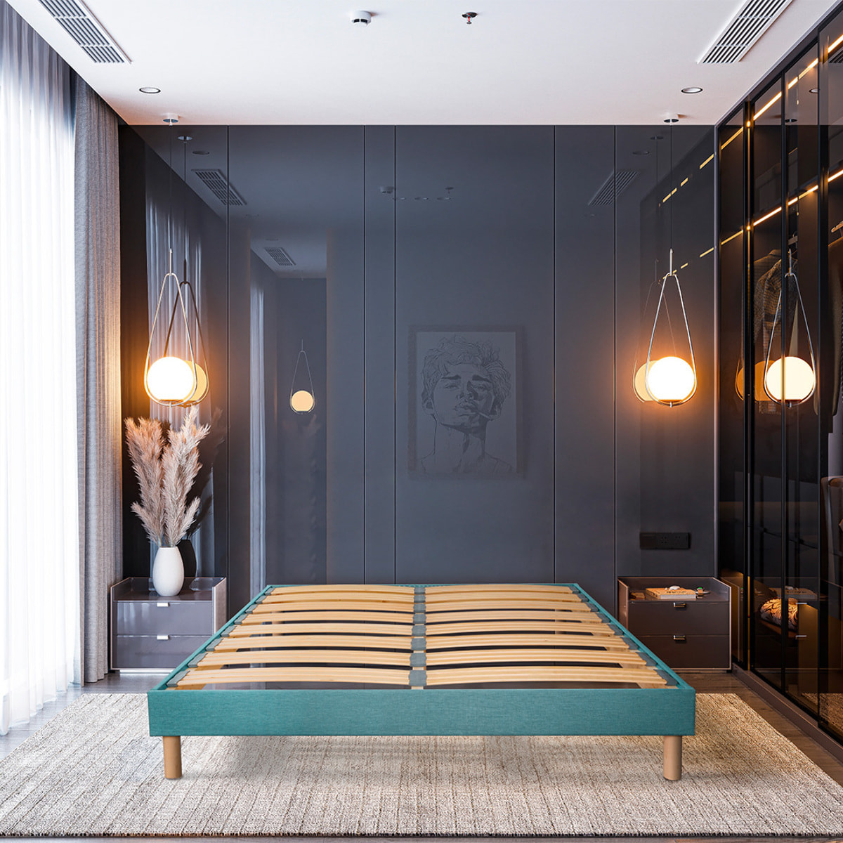 Sommier à lattes en bois Kit Color 2 places | Coloris Vert d'Eau | Livré en kit