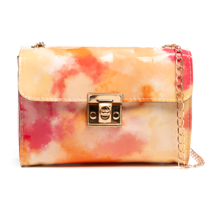 Borsa a tracolla da donna Foglio. Stampa multicolore.