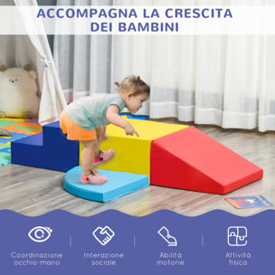 HOMCOM Set 4 Blocchi di Costruzioni Morbidi per Bambini da 1-3 Anni Modulabile, Multicolore