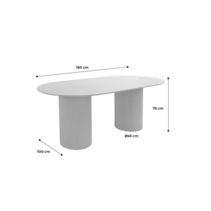 Table à manger oblongue effet bois sculpté 4-6 places. couleur noyer. 180cm