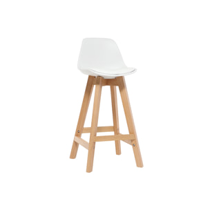 Tabourets de bar scandinaves blanc et bois 65 cm (lot de 2) MINI PAULINE