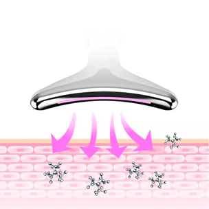 Masajeador antiarrugas facial con 3 modos de uso, EMS, compresa de calor y 7 luces LED.