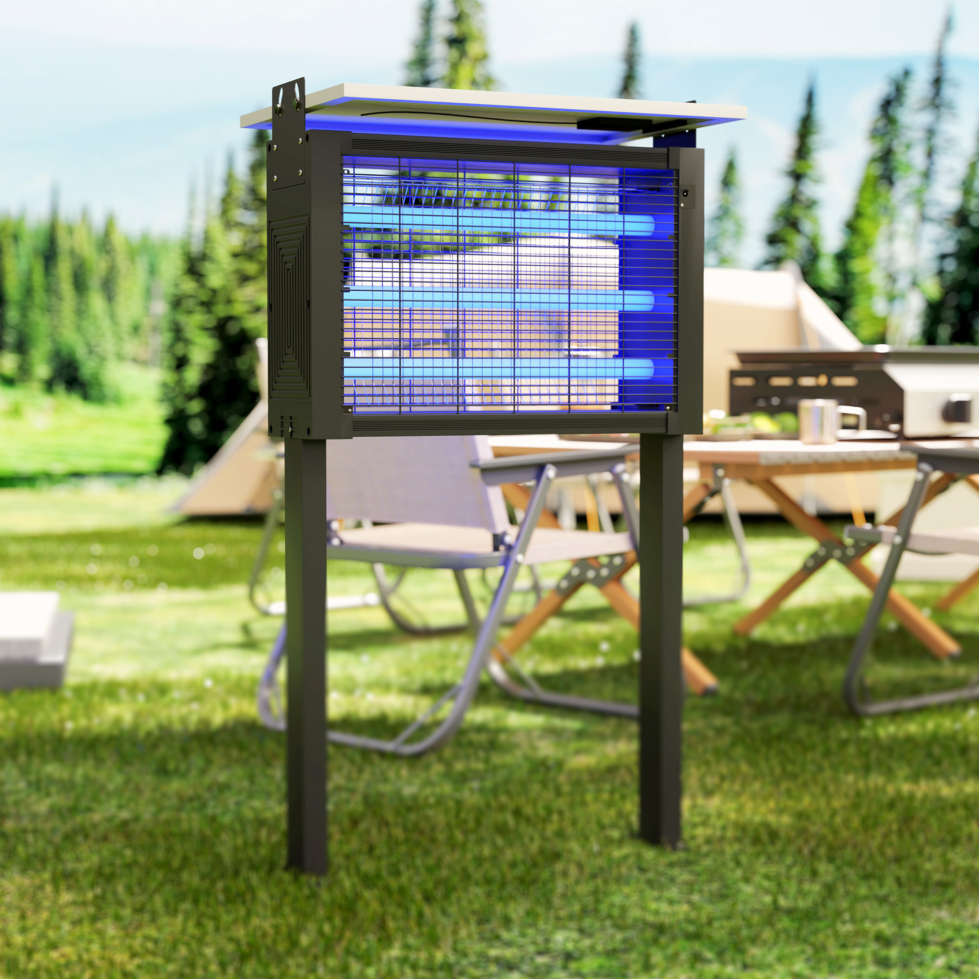 Lámpara Antimosquitos Eléctrica con Luces LED Mata Mosquitos Eléctrico 25W para Exterior Efecto 200 m² con Soporte Panel Ajustable Lámpara UV Repelente de Insectos Moscas Polillas