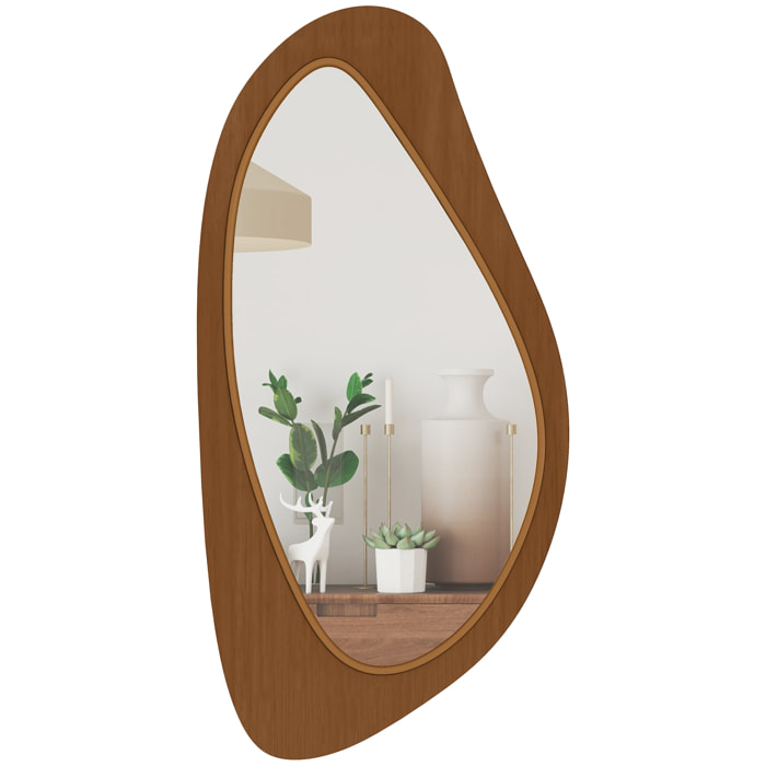 Miroir mural organique cadre bois naturel 45 x 91 cm