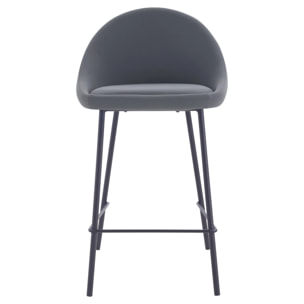 Lot de 2 chaises pour îlot central 65 cm en cuir synthétique gris - Misty