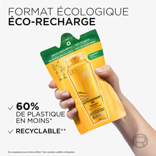 Lot de 6 - L'Oréal Paris Elseve Huile Extraordinaire Eco-recharge Shampooing Nutrition Eclat Huiles Rares de Marula et Camélia 2