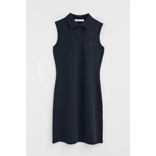 Vestido corto azul marino sin mangas con cuello polo y logo Rigby Go