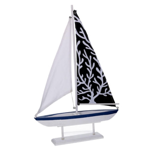 Barca in legno Corallo naturale e blu cm32x6,5h47,5