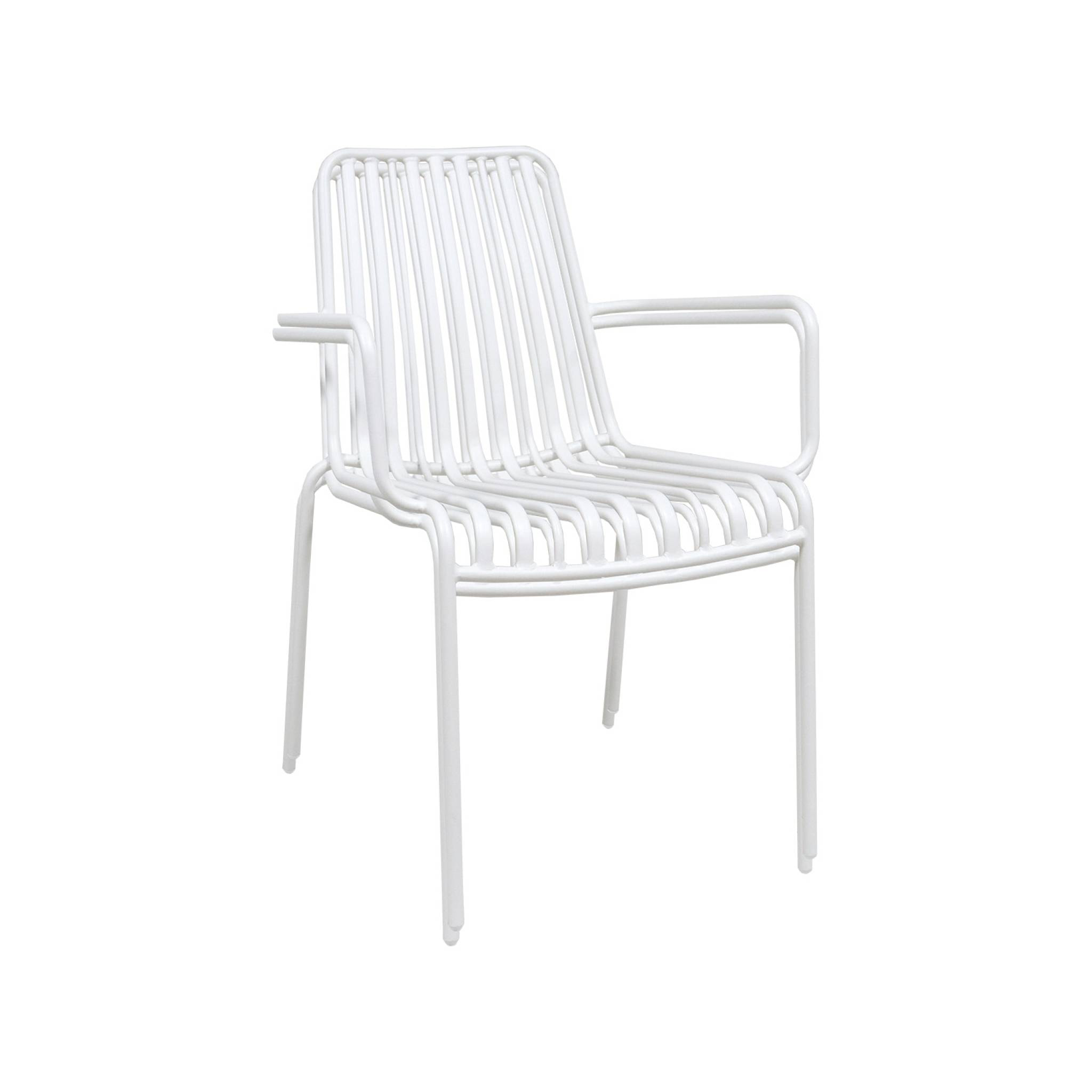 Lot de 2 fauteuils de jardin FLORIDA blanc empilable en acier. L 59 x P 53.5 x H 78 cm