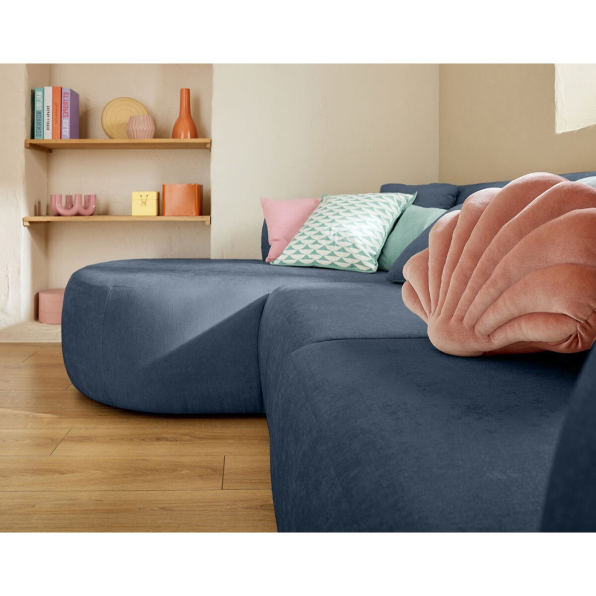 Ikare - module d'assise méridienne gauche - en tissu - Bleu