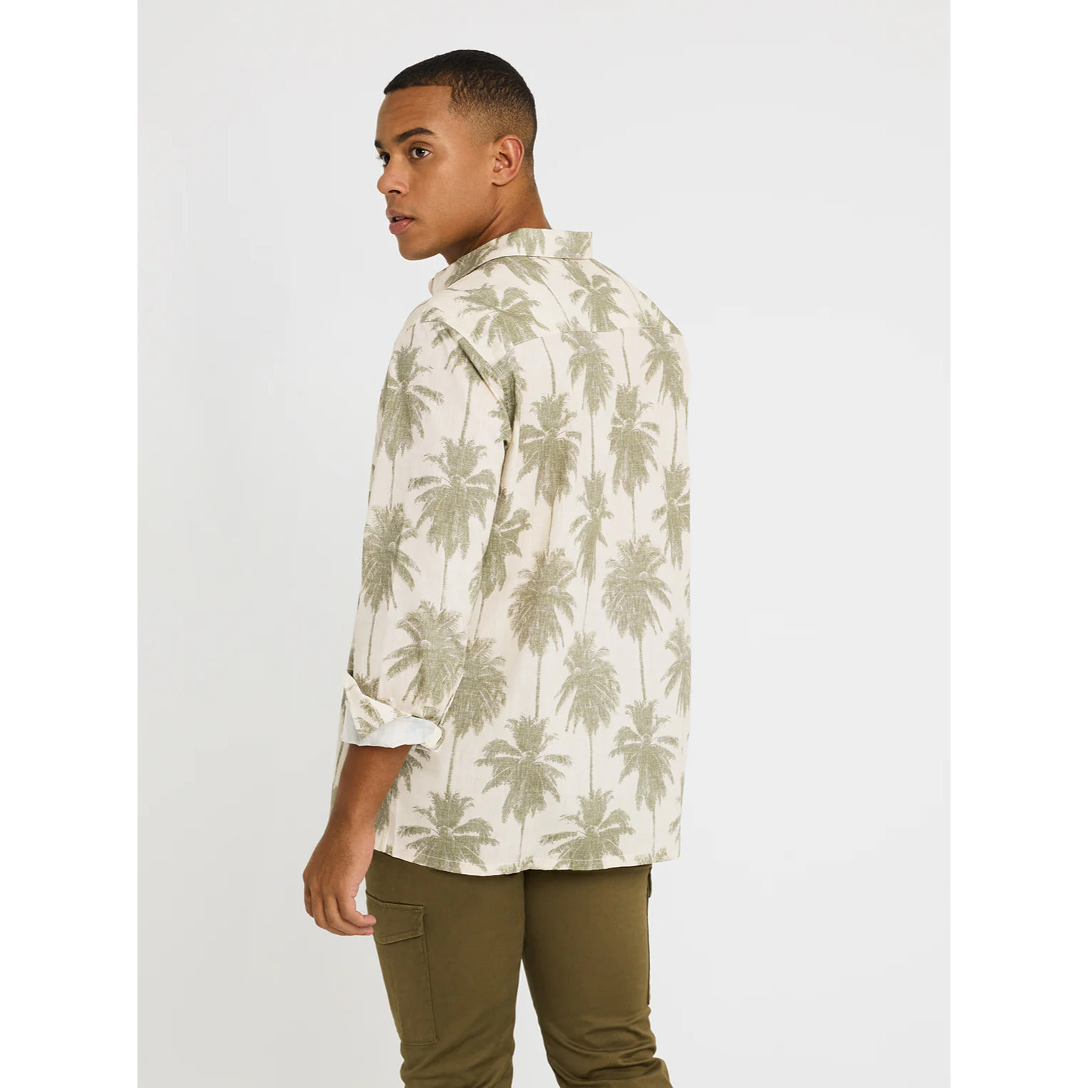 Camisa Manga Larga Estampado Tropical - Papiro
