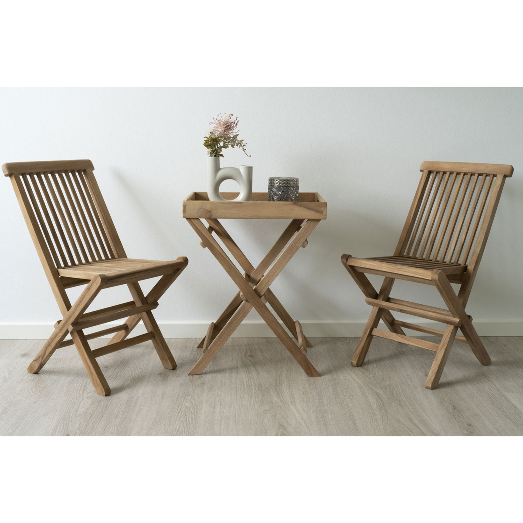 Tavolino vassoio Ronda in teak naturale 29x39x49,5 cm