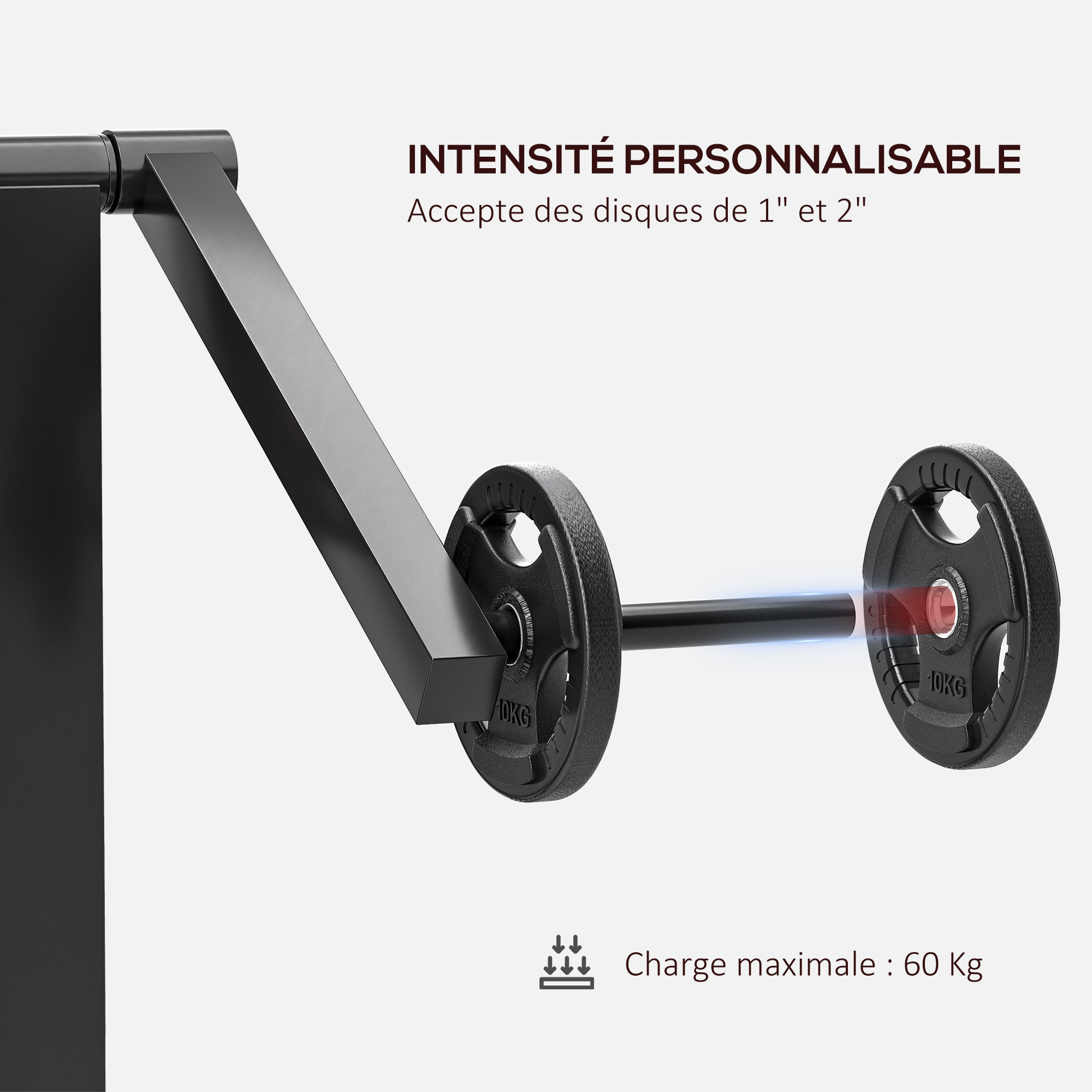 Banc à biceps preacher curl assise réglable 5 niveaux charge max. 120 Kg acier noir rouge