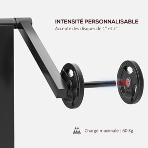 Banc à biceps preacher curl assise réglable 5 niveaux charge max. 120 Kg acier noir rouge