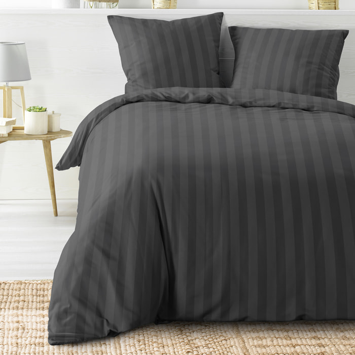 Parure de lit rayures dans le tissage - Gris