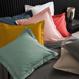 Taie d'oreiller volant plat 100% percale de coton ORIGINE - Vert tilleul