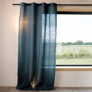 Rideau poly-lin à œillets - Bleu