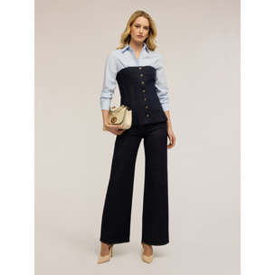 Motivi - Jeans palazzo con botones decorativos - Azul