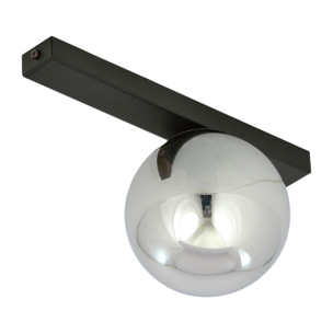 Lampada da soffitto Fit in acciaio nero opaco e vetro grafite