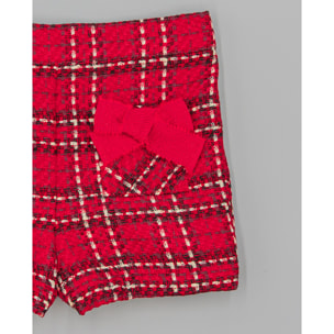 Shorts Rojo De Tejido Texturizado Con Cuadros