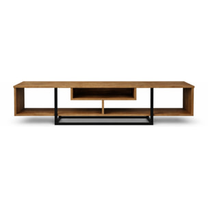 SIENA Meuble TV design industriel noyer et noir avec rangements - 149 cm