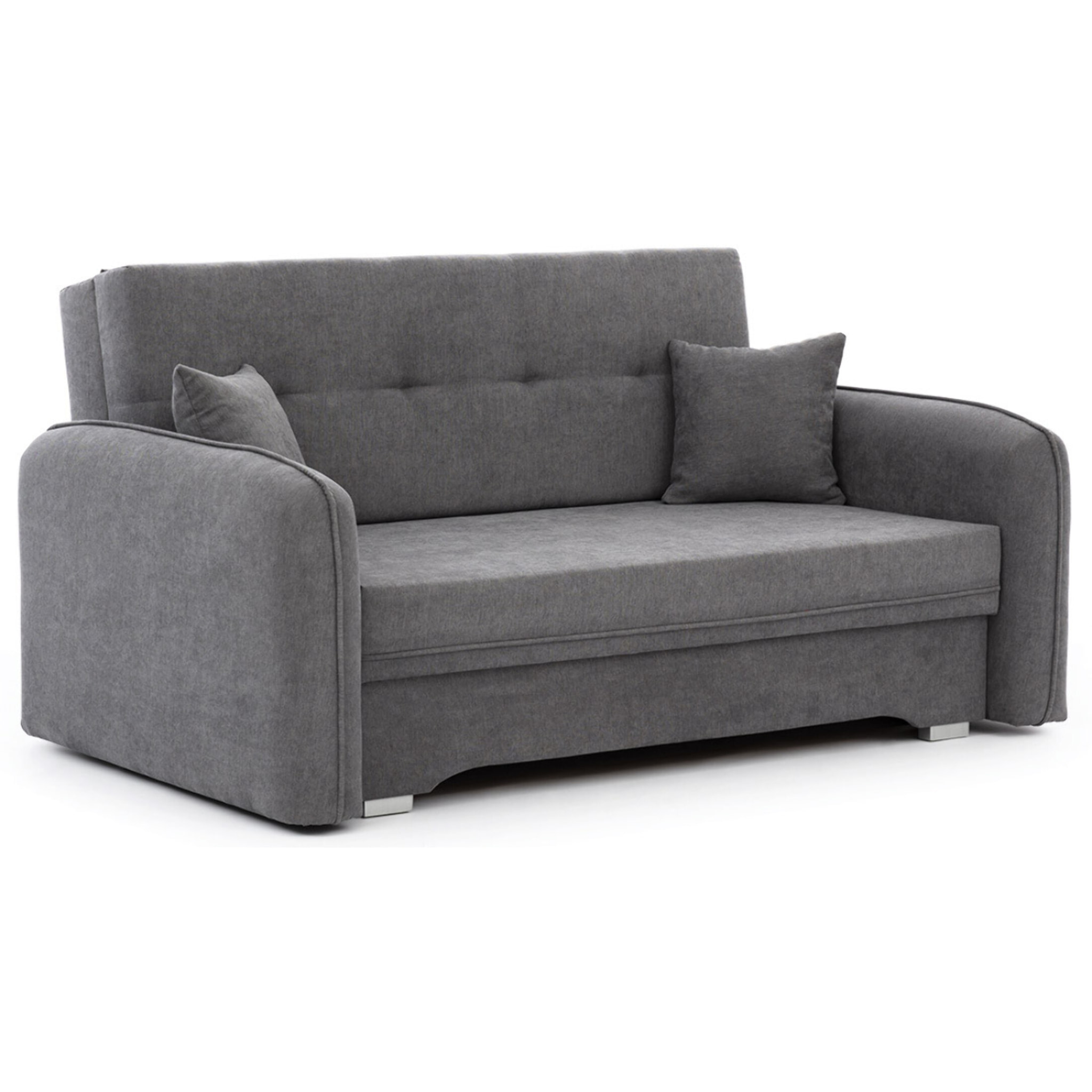 Michelle - canapé droit 3 places convertible avec coffre en velours - Gris