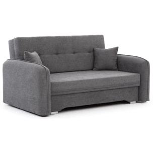 Michelle - canapé droit 3 places convertible avec coffre en velours - Gris